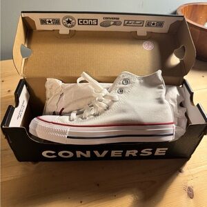 Converse All Star High Top Sneakers - Optical White with Pink Accent
